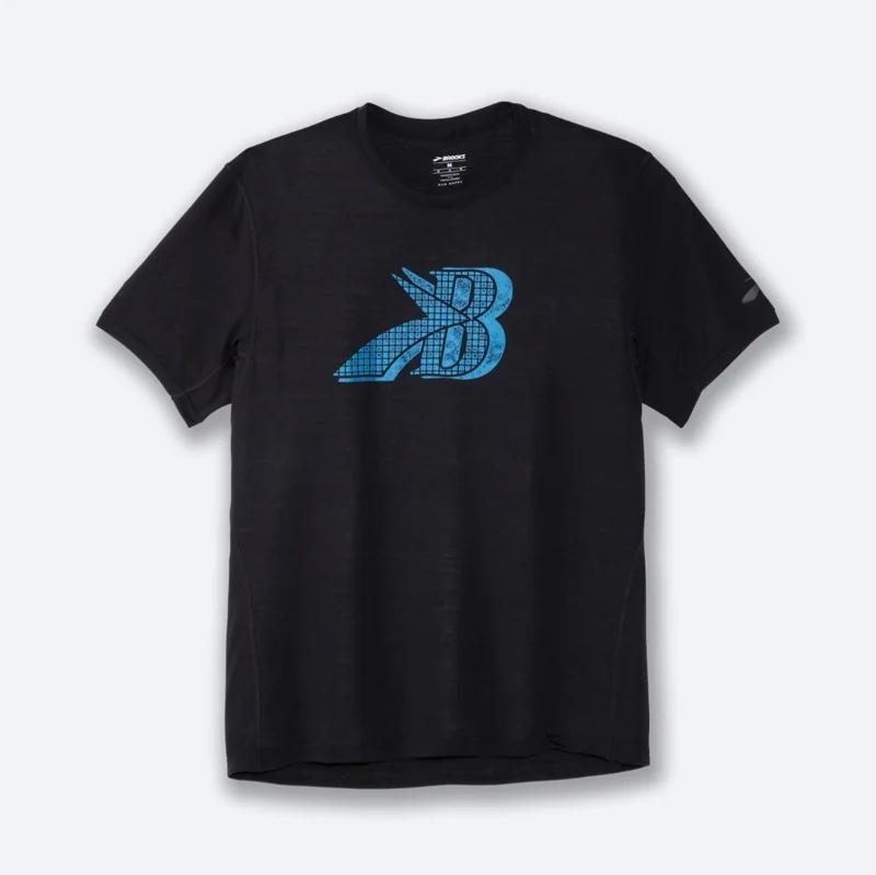 تیشرت مردانه مشکی بروکس Brooks Distance Graphic Short Sleeve