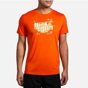 تیشرت ورزشی مردانه نارنجی بروکس Brooks Distance Graphic Tee